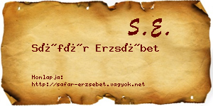 Sáfár Erzsébet névjegykártya